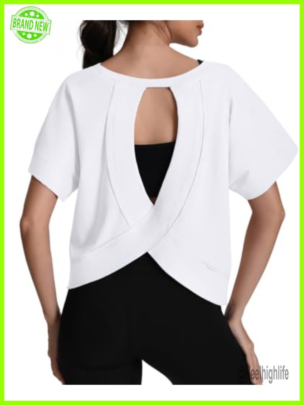 Oversized Open Back Workout Top Cotton Boxy Yoga T Shirt